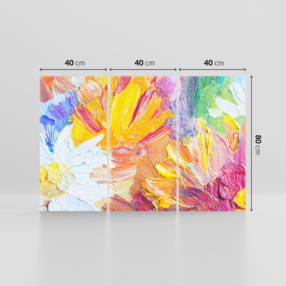 Obraz na płótnie 120x80 - Kwiatowe Harmonie - zbliżenie na obraz olejny, gruba warstwa farby