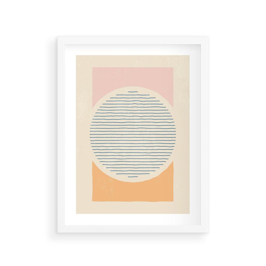 Plakat w ramie 30x40 - Rozbijająca Opowieść - geometryczne kształty, koła - rama biała