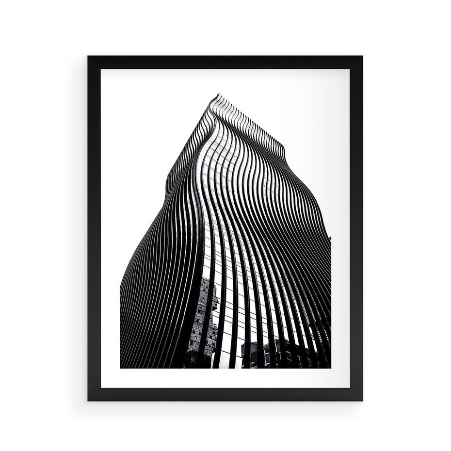 Plakat w ramie 40x50 - Falowany Wieżowiec na Fotografii - architektura, falowany wieżowiec - rama czarna