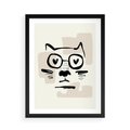Plakat w ramie 50x70 - Minimalistyczny Kot: Czarna Kreska - kot, grafika - rama czarna