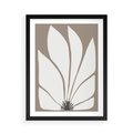 Plakat w ramie 50x70 - Ekspresyjne Kontury - abstrakcyjny kwiat, beże i brązy - rama czarna
