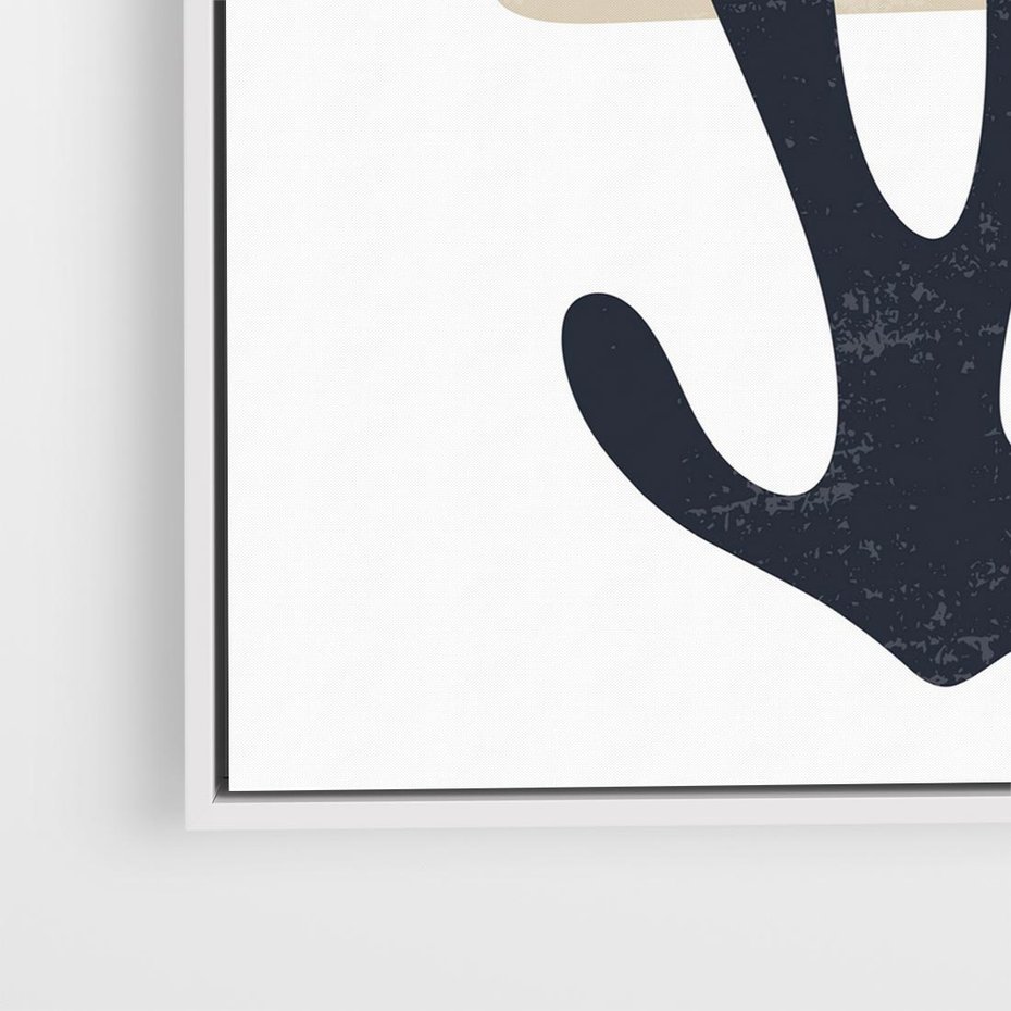 Obraz w ramie 50x50 - Granatowa Odsłona - minimalistyczna nowczesna grafika, styl matisse - rama biała