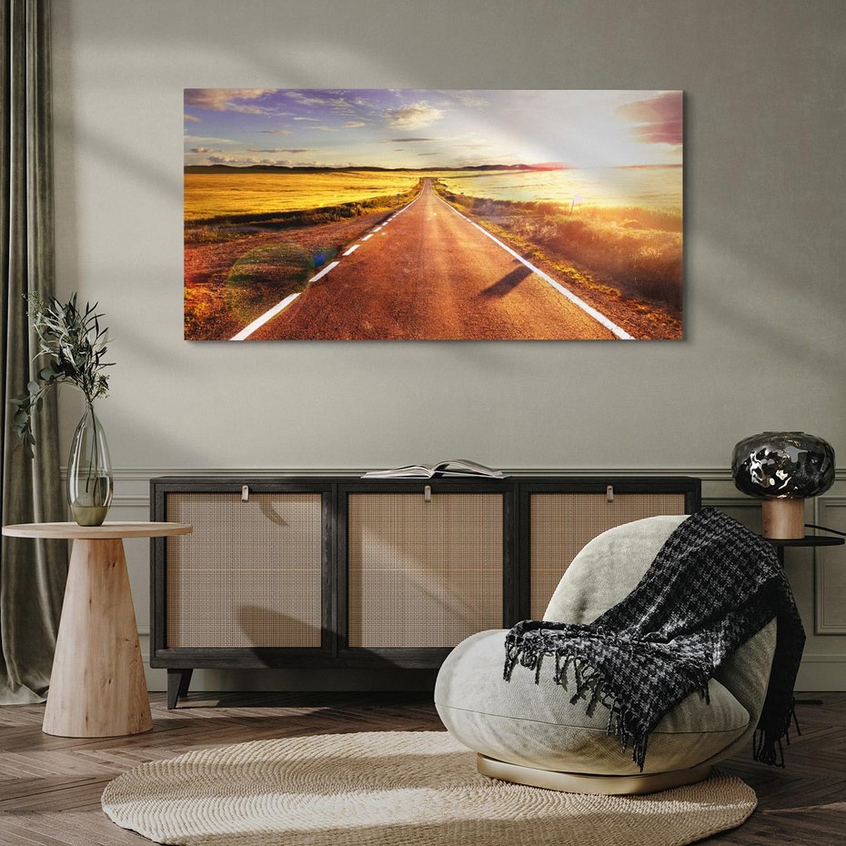 Obraz na płótnie 100x50 - Droga ku zachodowi słońca - droga, zachód