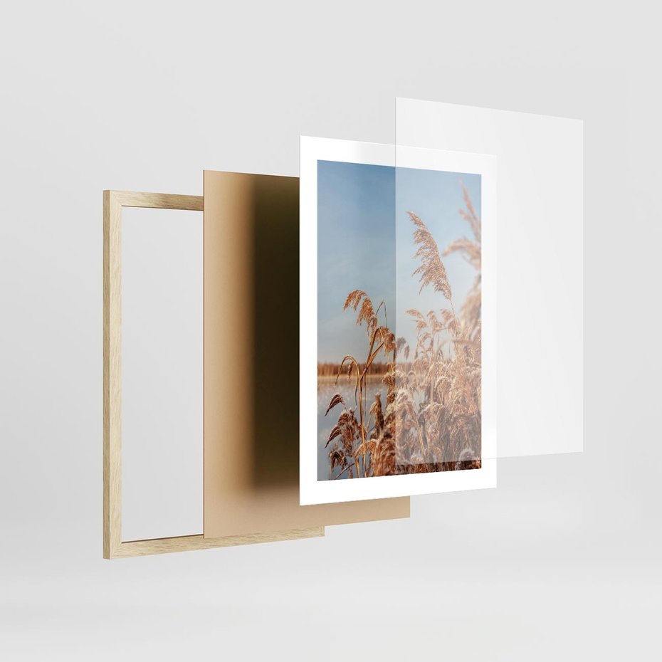 Plakat w ramie 30x40 - Wyraz Stylu - trawy, boho - rama drewno