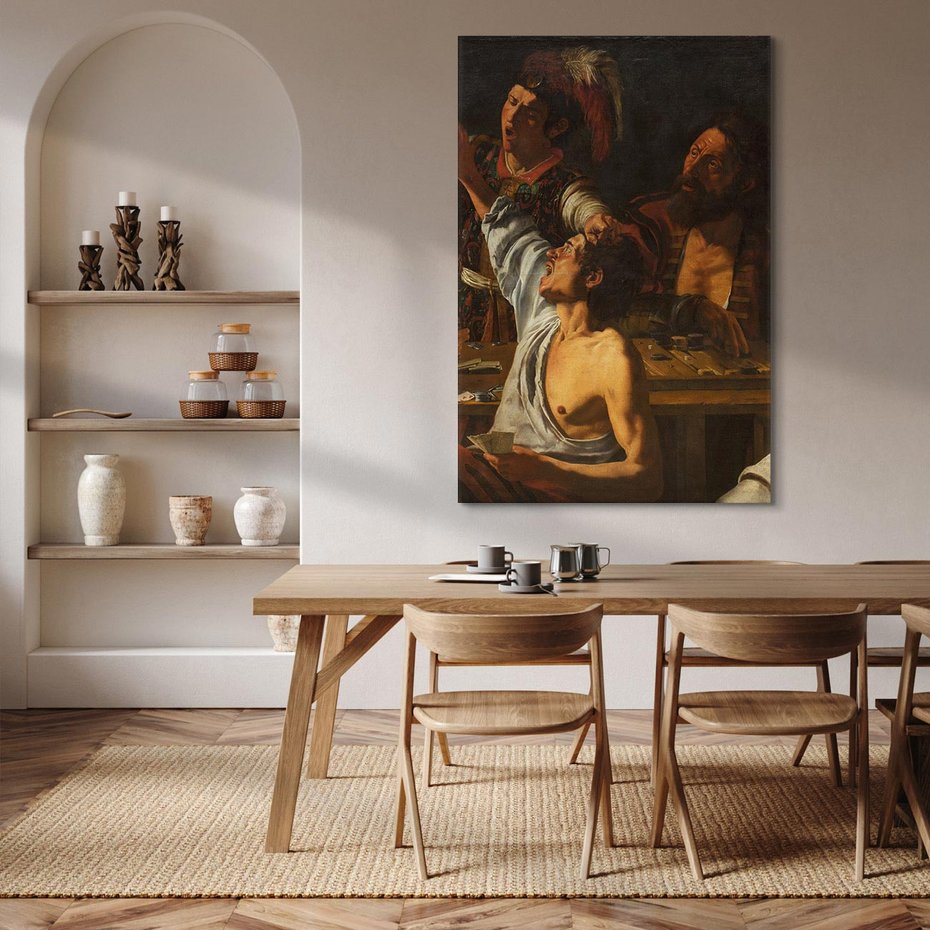 Obraz na płótnie 80x120 - Card and Backgammon Players (ok. 1595), Caravaggio - reprodukcja, obraz na płótnie