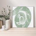 Obraz w ramie 80x80 - Zielony Świat Odpoczynku - abstrakcyjny zielony motyw, skandynawski design - rama biała