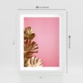 Plakat w ramie 30x40 - Luksusowa Elegancja - złote, liście - rama biała