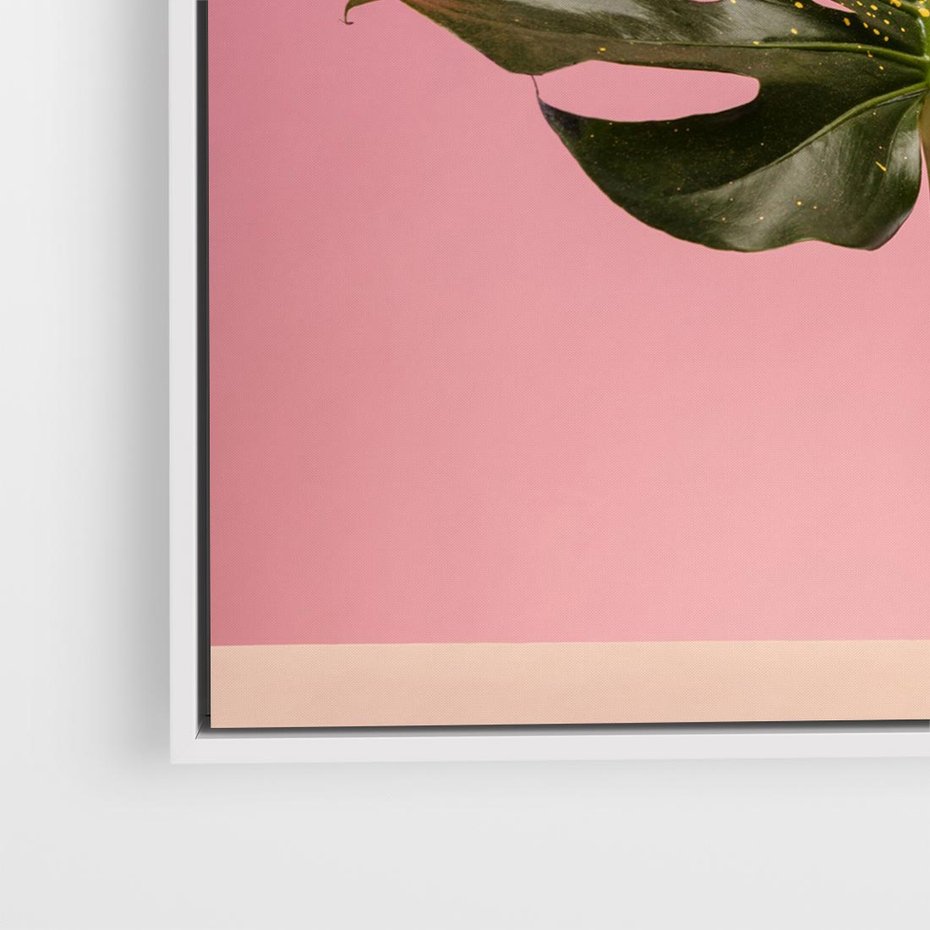 Obraz w ramie 50x50 - Majestatyczna monstera - monstera, liść - rama biała