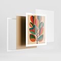 Plakat w ramie 40x50 - Wnętrza Kształtów - abstrakcyjny kolorowy tęczowy obraz, inspiracje roślinne - rama biała