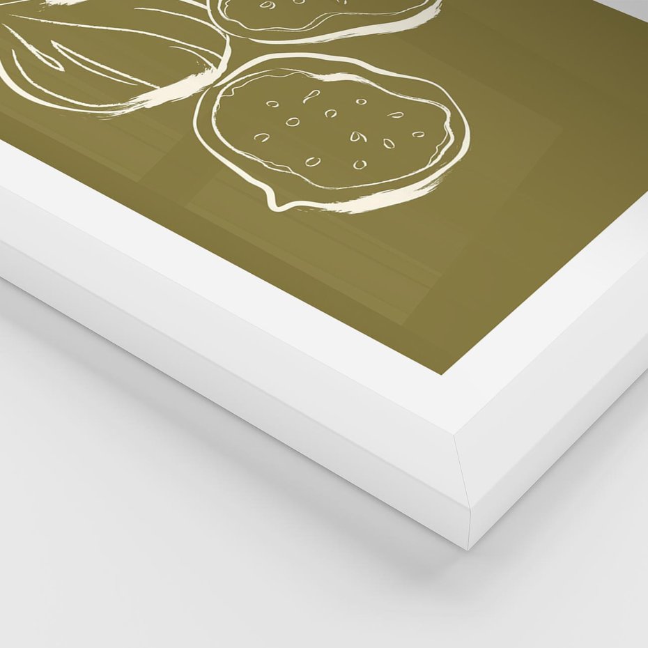Plakat w ramie 50x70 - Podróżne Barwy - figi, minimalistyczny styl - rama biała
