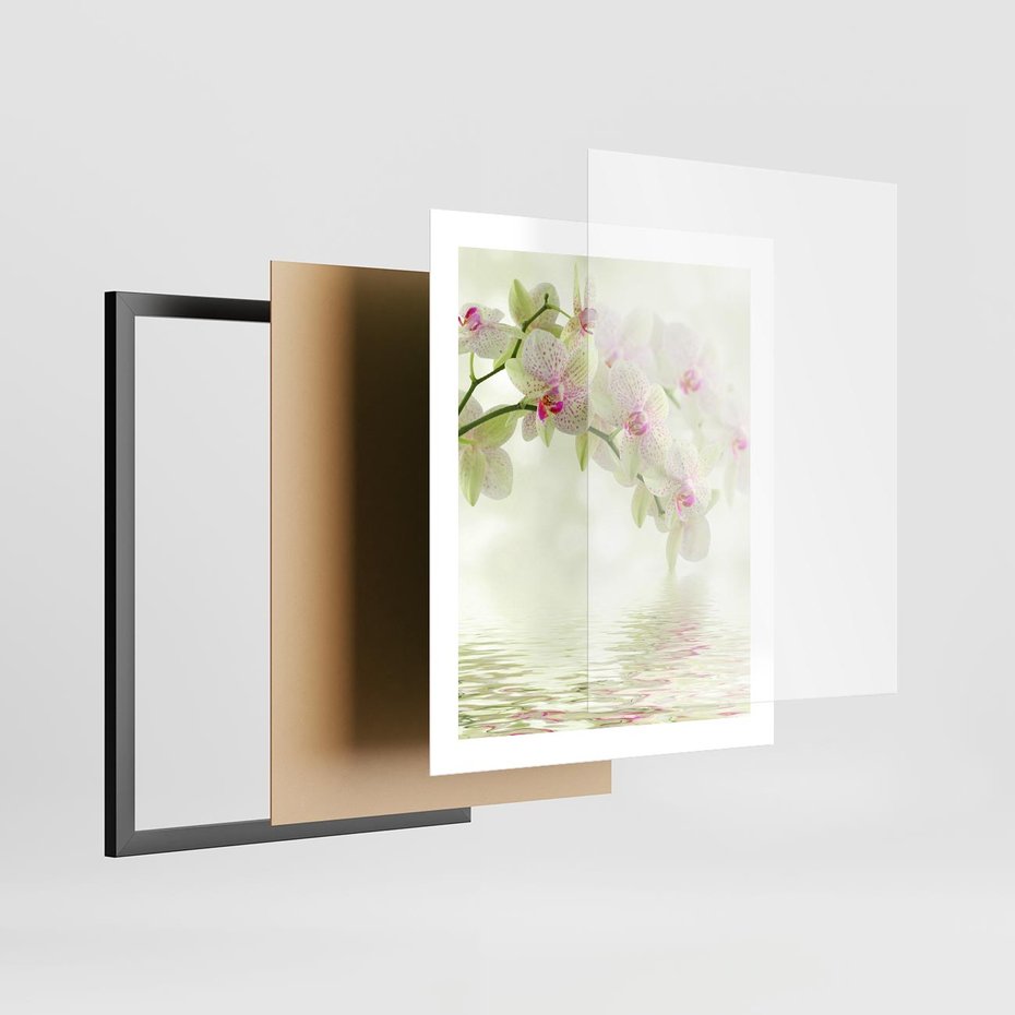 Plakat w ramie 40x50 - Orchidea w Spa - orchidea, kwiaty - rama czarna