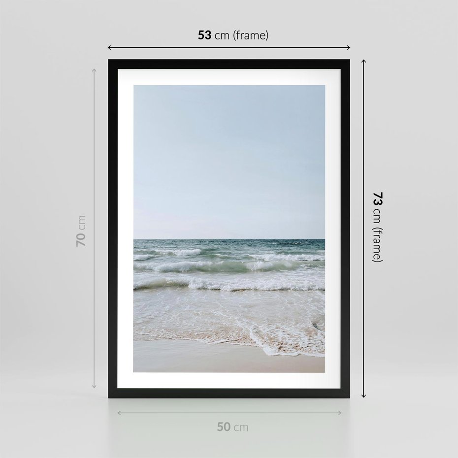 Plakat w ramie 50x70 - Spokój nad Brzegiem - plaża, morze - rama czarna