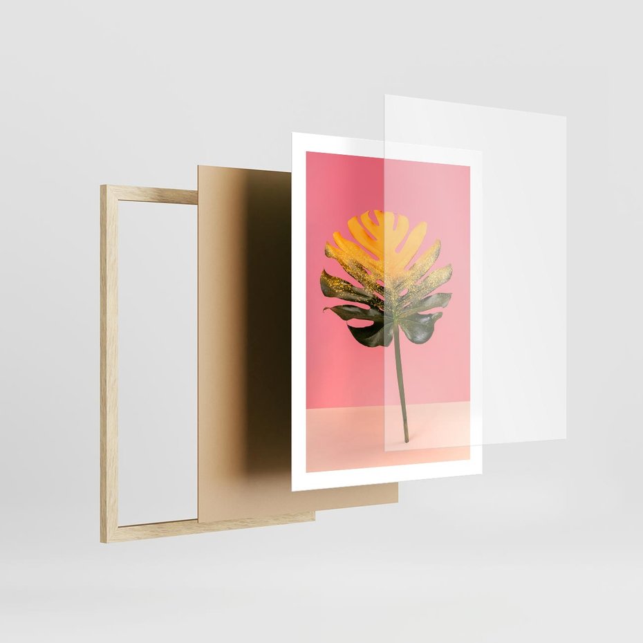 Plakat w ramie 50x70 - Majestatyczna monstera - monstera, liść - rama drewno