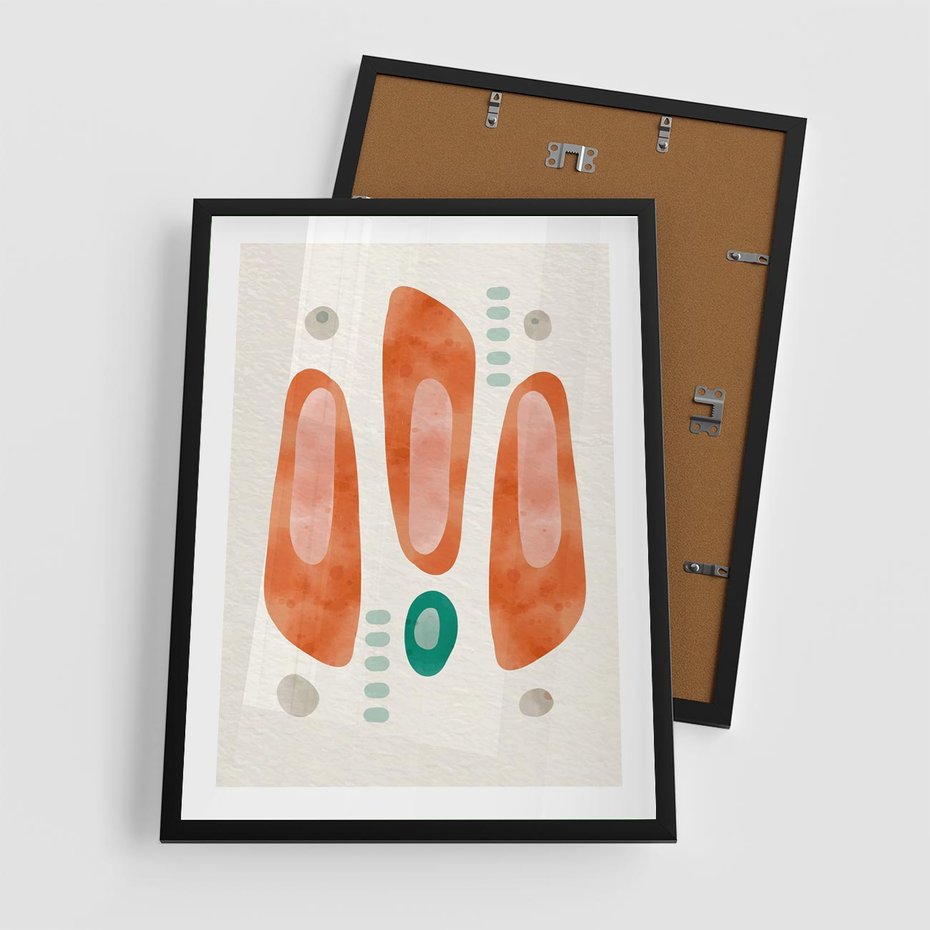 Plakat w ramie 50x70 - Księga Barw - abstrakcyjne formy, dominujący kolor pomarańczowy - rama czarna