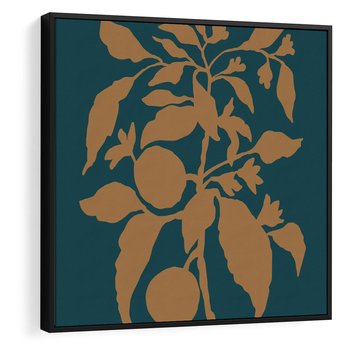 Obraz w ramie 50x50 - Boho Ekspresja Emocji - abstrakcyjna boho grafika, ciemne zielone tłó - rama czarna