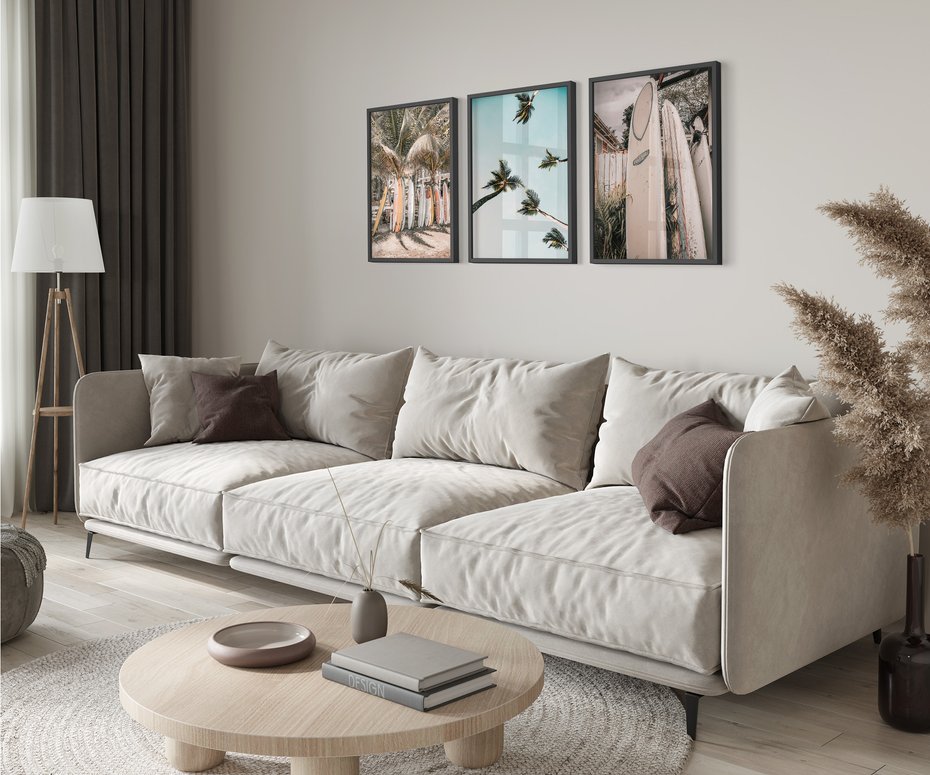 Zestaw obrazy w ramie 40x50 galeria - Surfing, palmy, wakacje - rama czarna