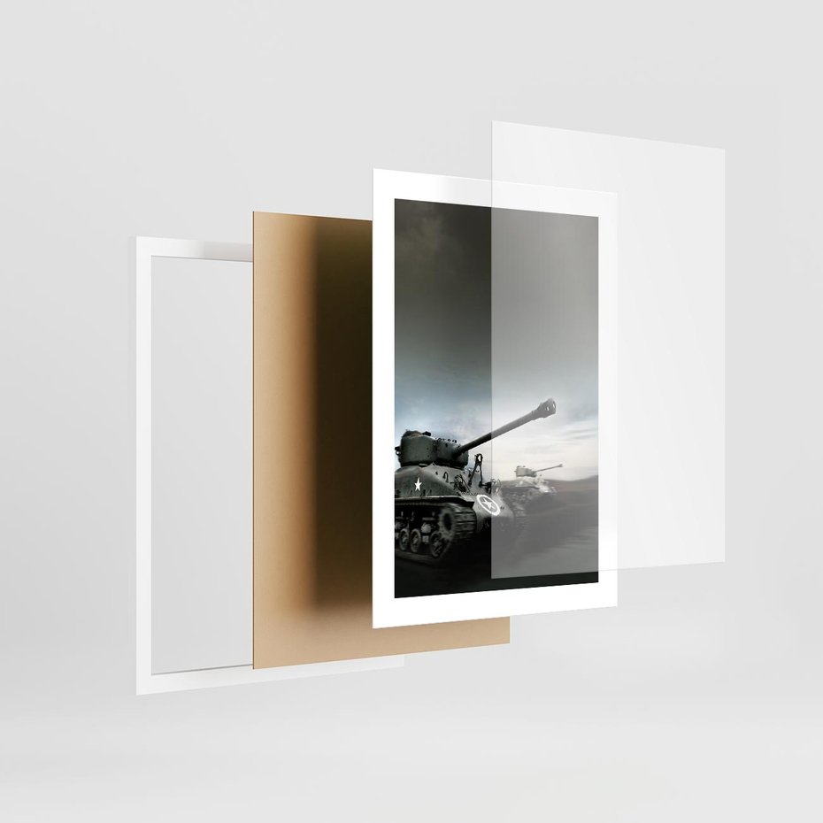 Plakat w ramie 30x40 - Siła i determinacja: czołgi wojenne - czołgi, wojna - rama biała