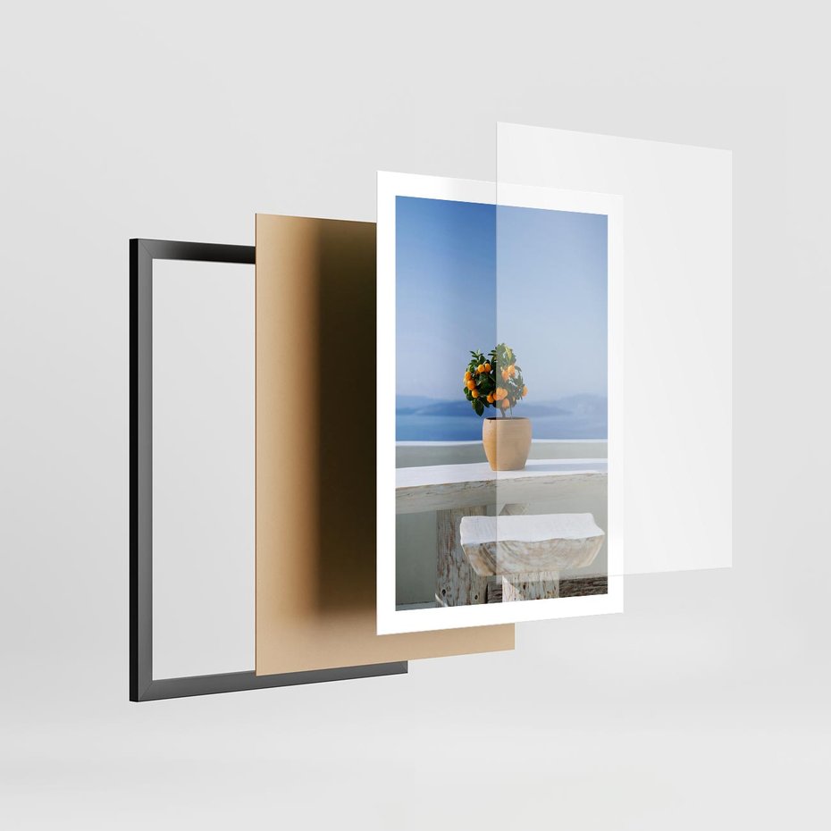 Plakat w ramie 50x70 - Uroki Santorini - Santorini, Grecja - rama czarna