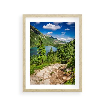 Plakat w ramie 40x50 - Jezioro górskie: harmonia natury - jezioro, góry - rama drewno