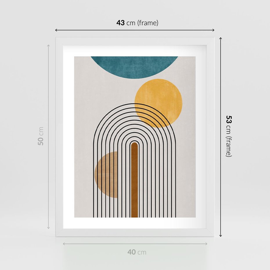 Plakat w ramie 40x50 - Wewnętrzne Labirynty Form - styl mid century, nowoczesna sztuka - rama biała