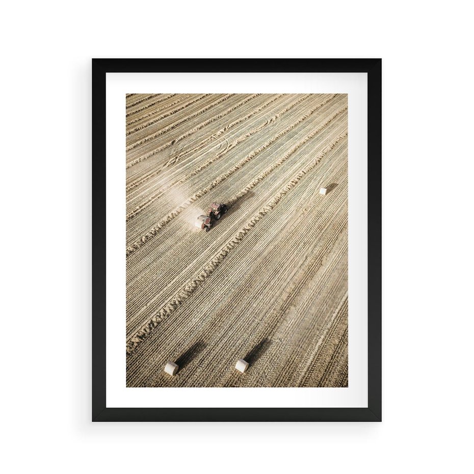 Plakat w ramie 40x50 - Rolnicza Praca - pole, traktor - rama czarna