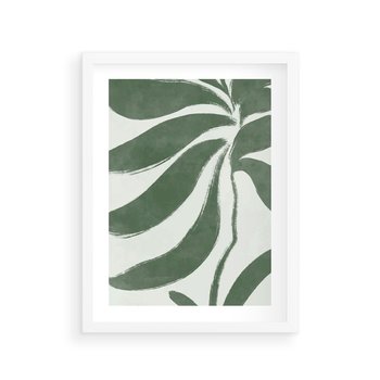Plakat w ramie 40x50 - Zieleń Wewnętrznego Spokoju - zielony plakat, roślinne inspiracje - rama biała