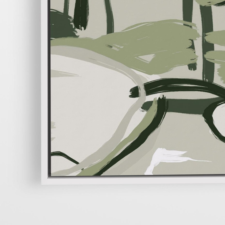 Obraz w ramie 80x80 - Leśny Zakątek - pastelowy krajobraz, nowoczesny plakat - rama biała