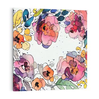 Obraz na płótnie 50x50 - Rozkwitające marzenia - akwarelowe kwiaty, kolory