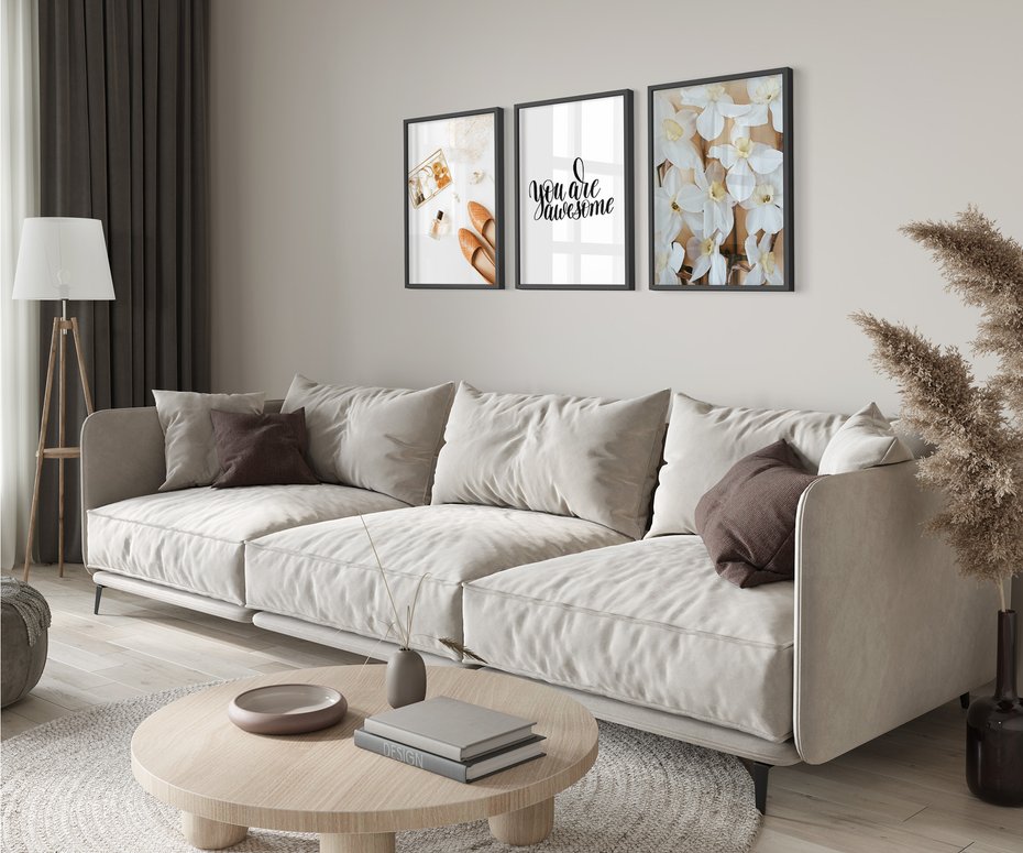 Zestaw obrazy w ramie 50x70 galeria - Motywacyjny, napis, typografia, kobieca - rama czarna