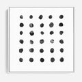 Obraz w ramie 50x50 - Boho Sztuka Wolości - minimalistyczny plakat, czarne kropki na białymtle - rama biała