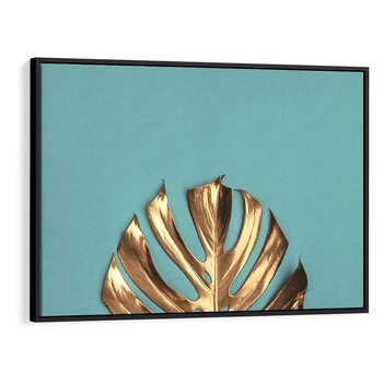 Obraz w ramie 70x50 - Piękno Natury - złote, liście - rama czarna