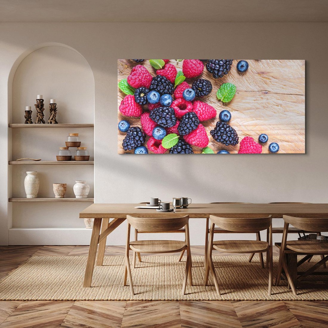 Obraz na płótnie 120x60 - Smak malin i borówek - owoce, leśne