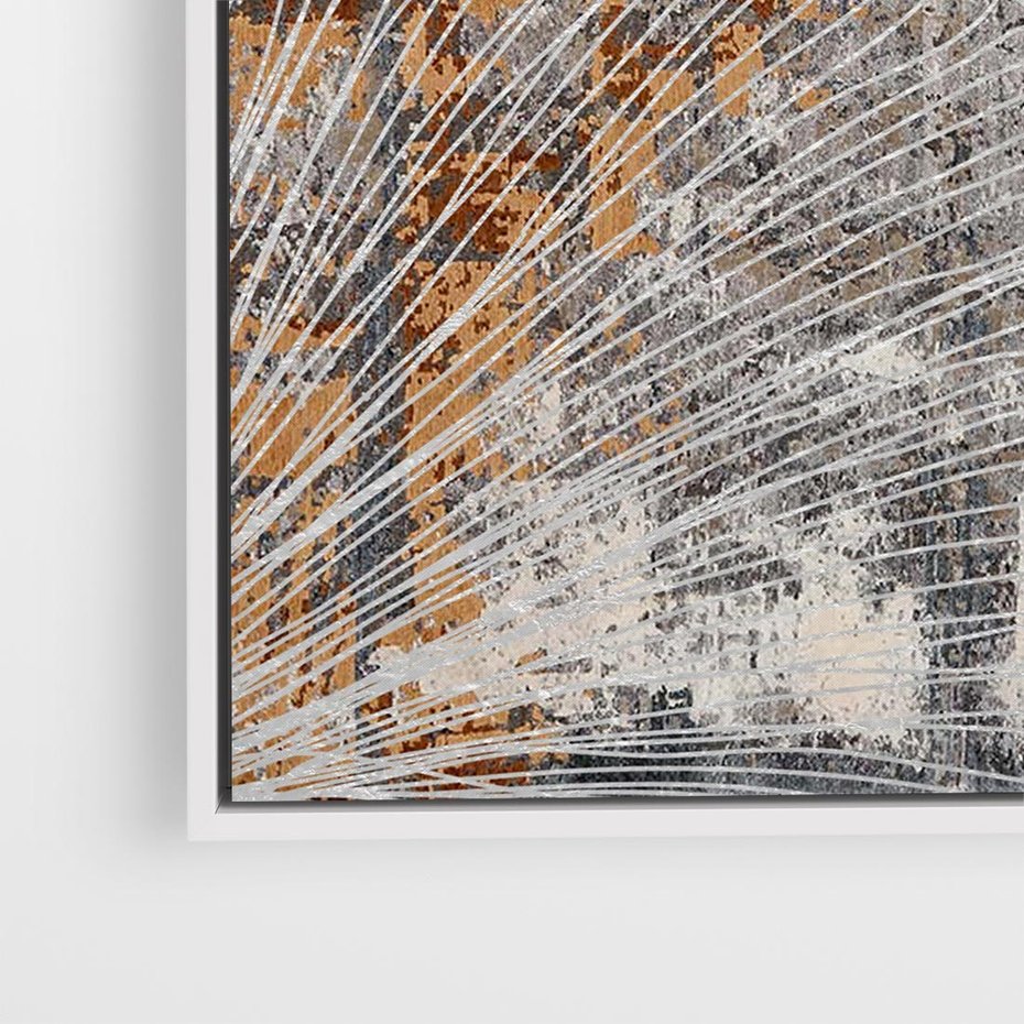 Obraz w ramie 80x80 - Złote liście melancholii - liście miłorzębu, tekstura - rama biała