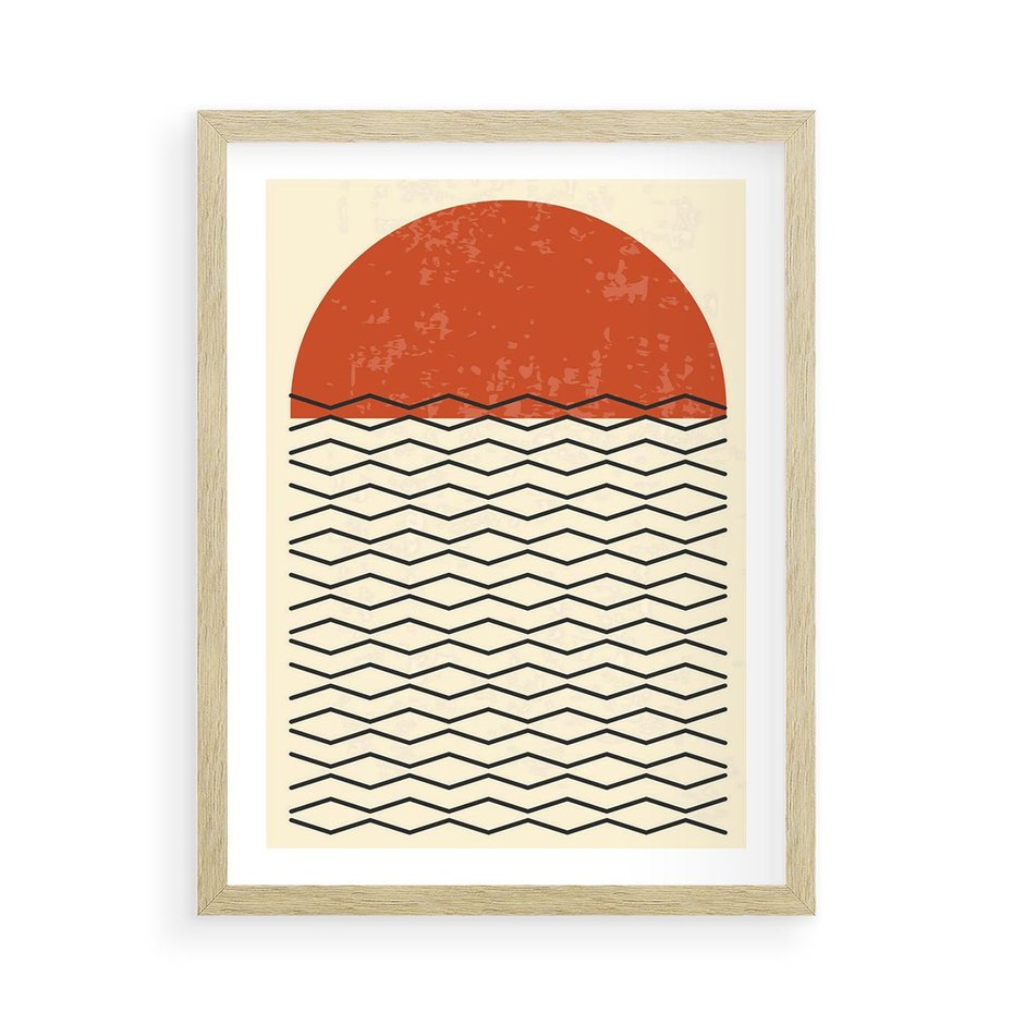 Plakat w ramie 50x70 - Abstrakcyjne Wzory na Plakacie - geometryczna sztuka, nowoczesny plakat - rama drewno