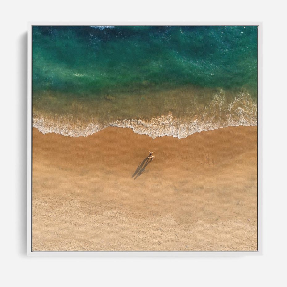 Obraz w ramie 50x50 - Oaza Relaksu - plaża, morze - rama biała