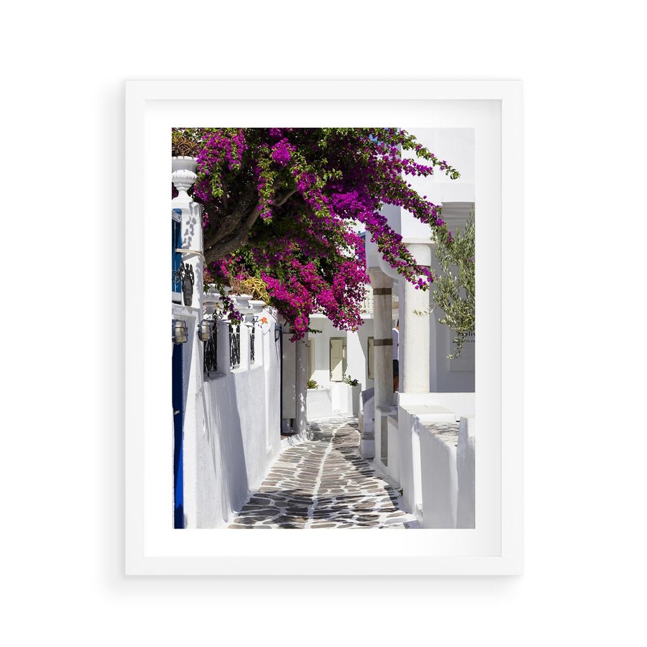 Plakat w ramie 40x50 - Mroczna Tajemnica - uliczka, perspektywa - rama biała