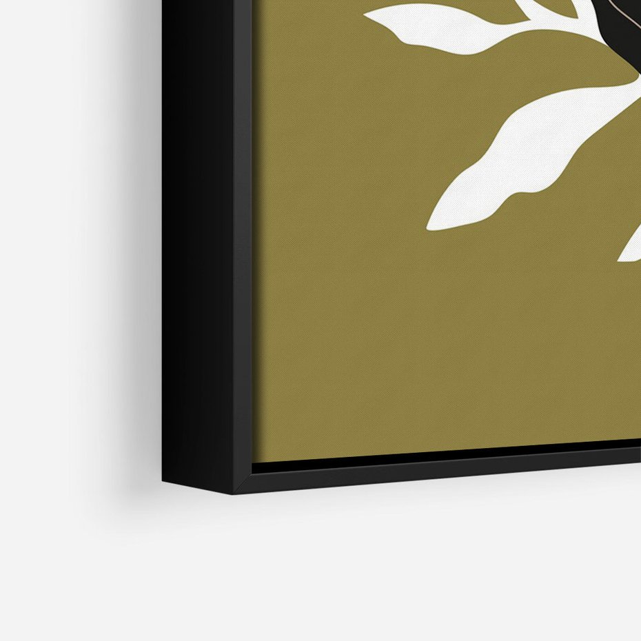 Obraz w ramie 70x100 - Wewnętrzne Odsłony - liście, gałązki - rama czarna