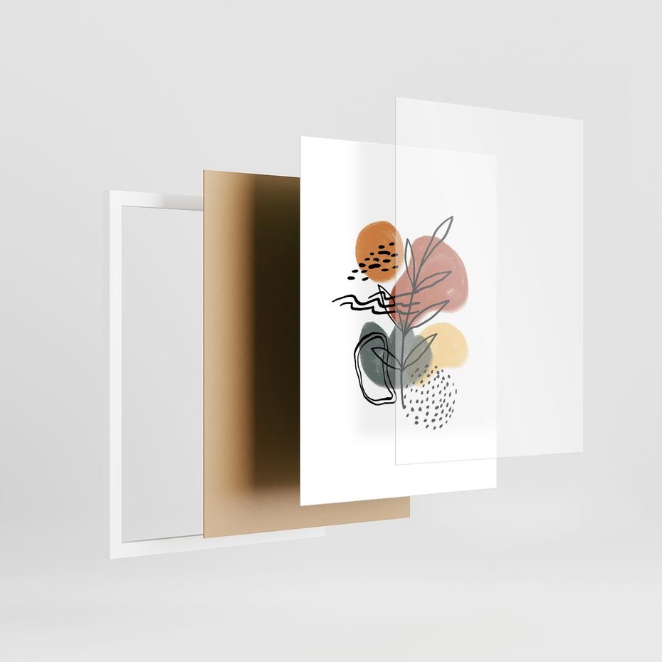 Plakat w ramie 50x70 - Bezgraniczne Przenikania - abstrakcja, sztuka nowoczesna - rama biała