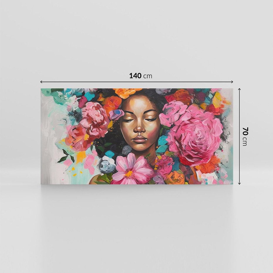 Obraz na płótnie 140x70 - Z Głową w Kwiatach - obraz olejny, sztuka nowoczesna