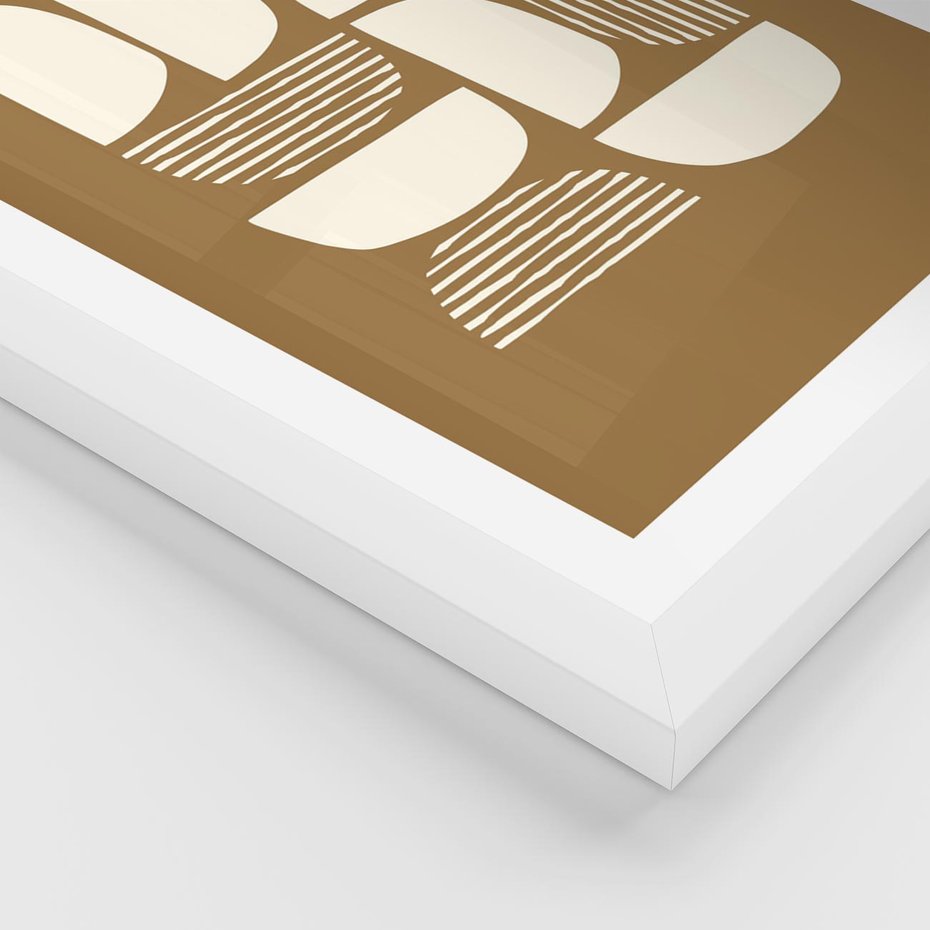 Plakat w ramie 40x50 - Wewnętrzne Spektrum - geometryczne boho kształty na brązowym, karmelowym tle - rama biała