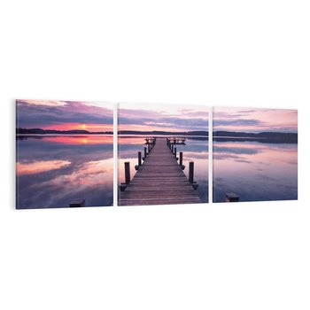 Obraz na płótnie 120x40 - spotkanie przy molo - jezioro, molo