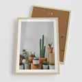 Plakat w ramie 50x70 - Naturalna Harmonia - kaktusy, liście - rama drewno