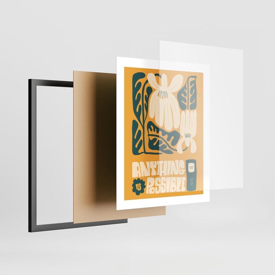 Plakat w ramie 40x50 - Impulsy Harmonii - kwiaty, nowoczesny plakat - rama czarna