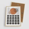 Plakat w ramie 50x70 - Geometryczna Ekspresja - geometryczny graficzny obraz, pomarańczowe koło - rama drewno