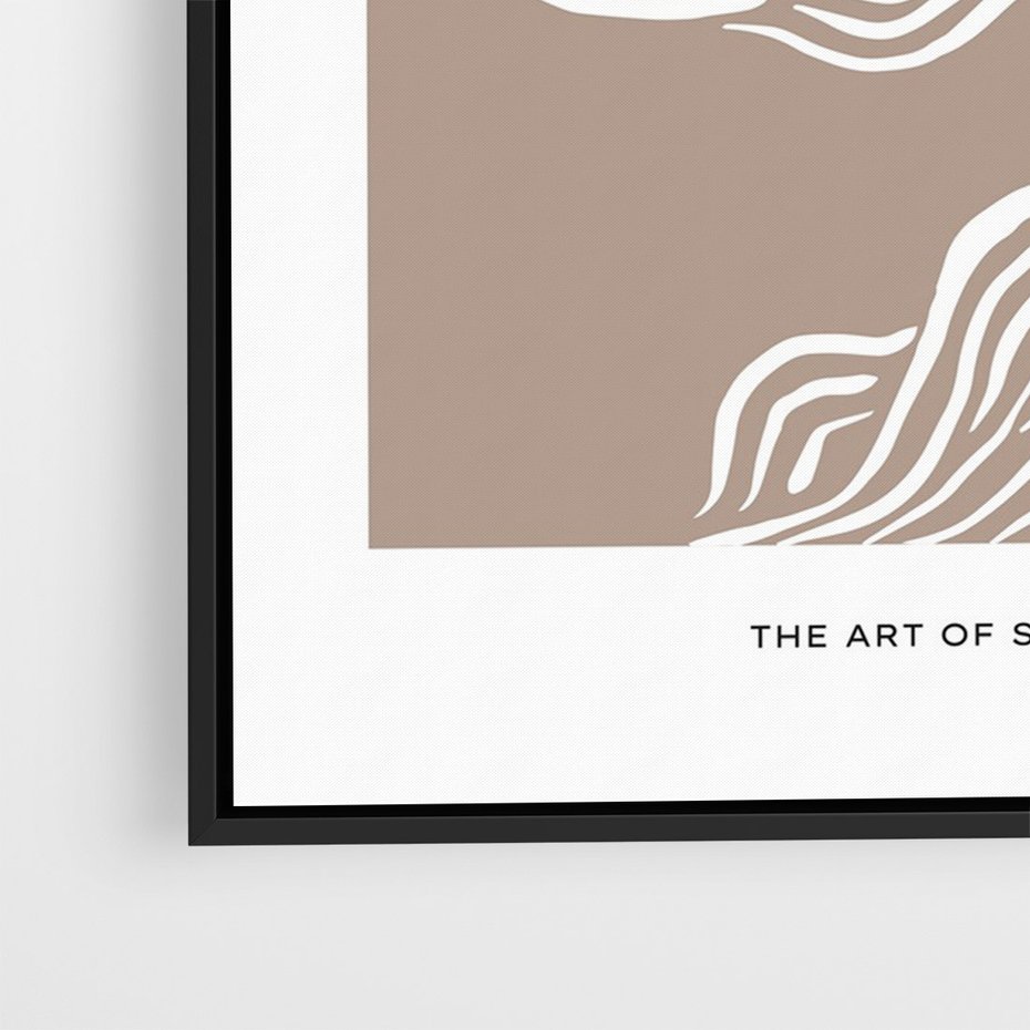 Obraz w ramie 70x100 - Harmonijne Granice - sztuka minimalizmu, biała rycina - rama czarna