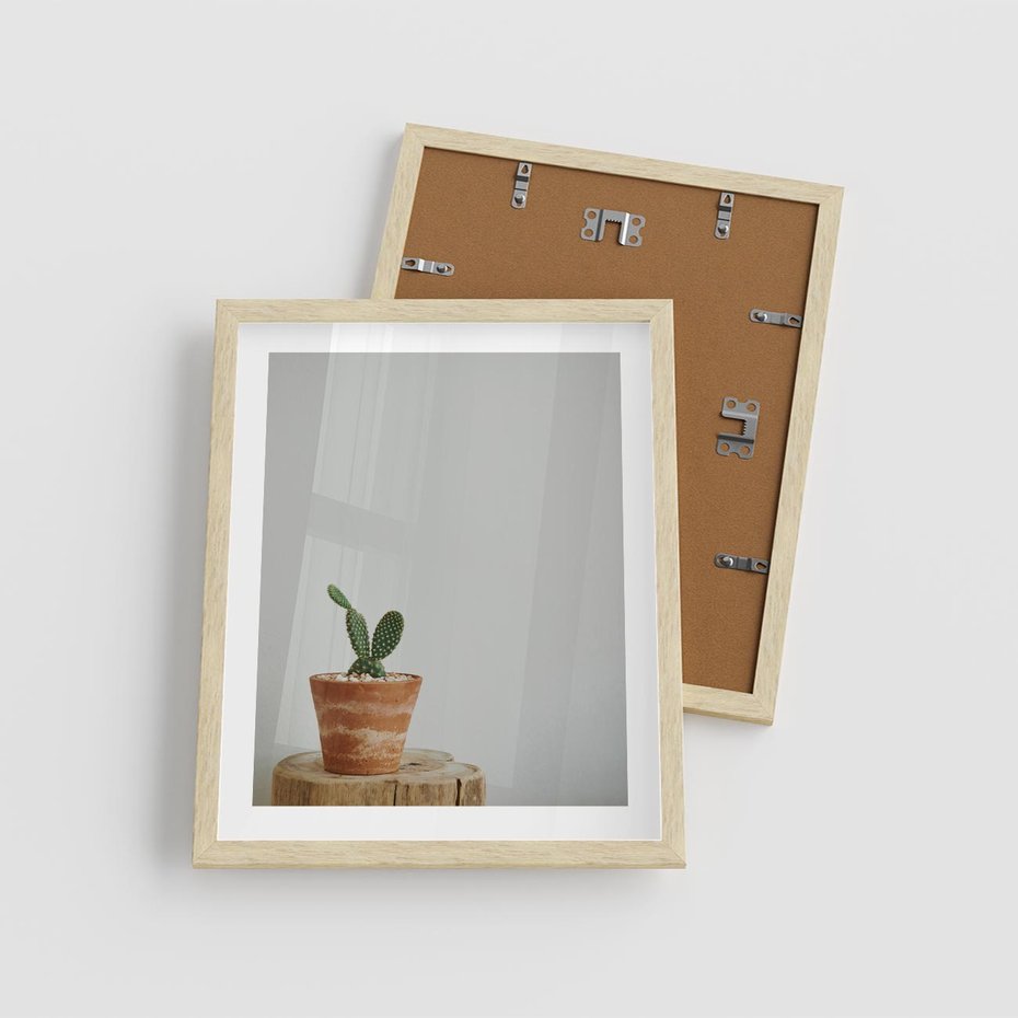 Plakat w ramie 40x50 - Kaktus w Doniczce - minimalizm, kaktur w doniczce - rama drewno