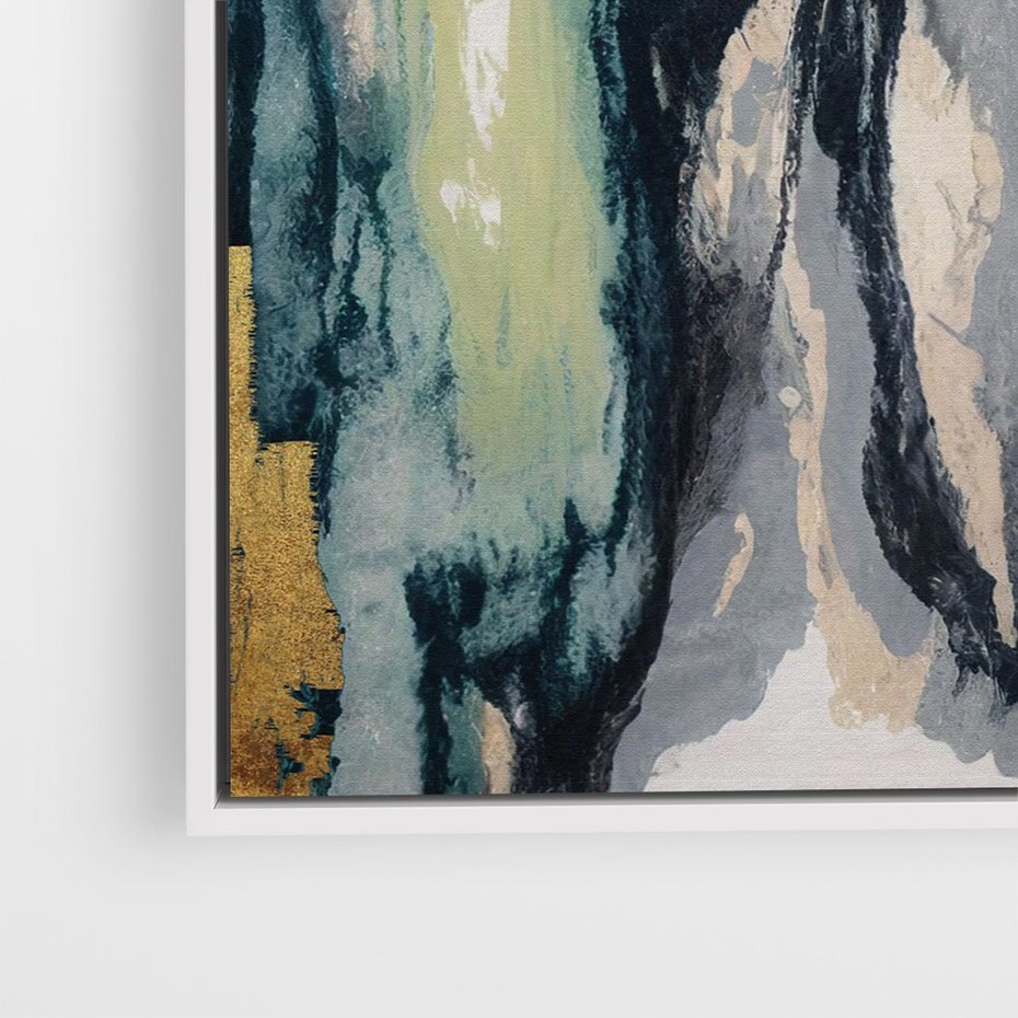 Obraz w ramie 50x50 - Sfumowane zmysły artysty - rozmyte kolory, zieleń - rama biała