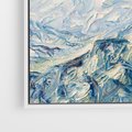 Obraz w ramie 70x50 - Majestat Błękitnych Szczytów - olejny obraz, górski pejzaż - rama biała