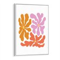 Obraz w ramie 50x70 - Rozbijające Refleksje - abstrakcyjne kolorowe kwiaty, minimlizm - rama biała