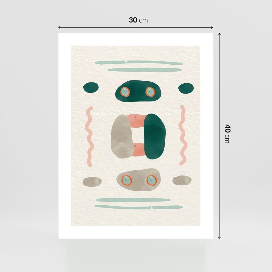 Plakat bez ramy 30x40 - Tańczące Kształty Natury - przypadkowe abstrakcyjne wzory, pomarańczowy i zielony